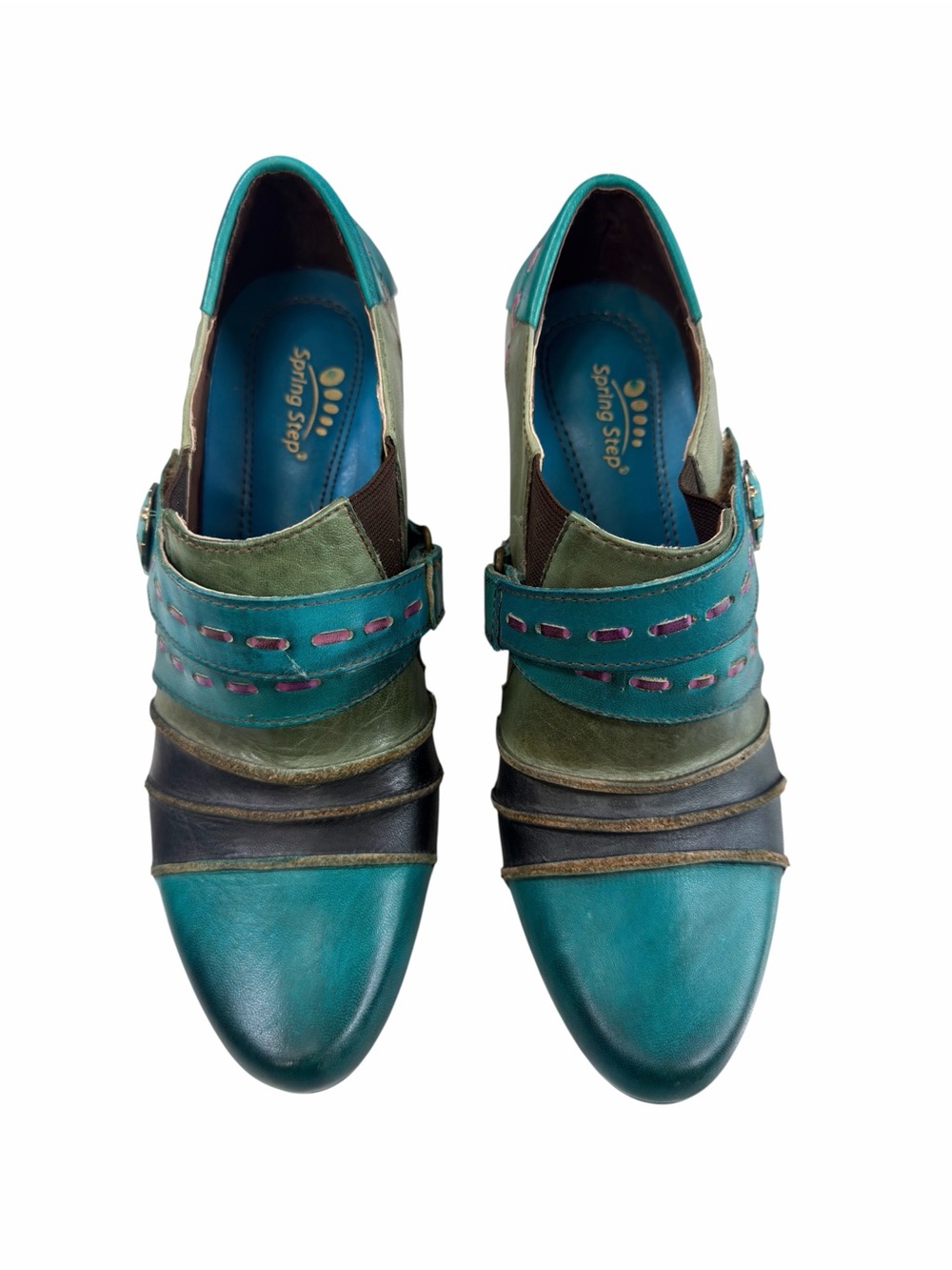 L’Artiste by Spring Step Wondrous Teal Green Leather Heel Oxfords Size US 6.5-7 - Picture 3 of 15